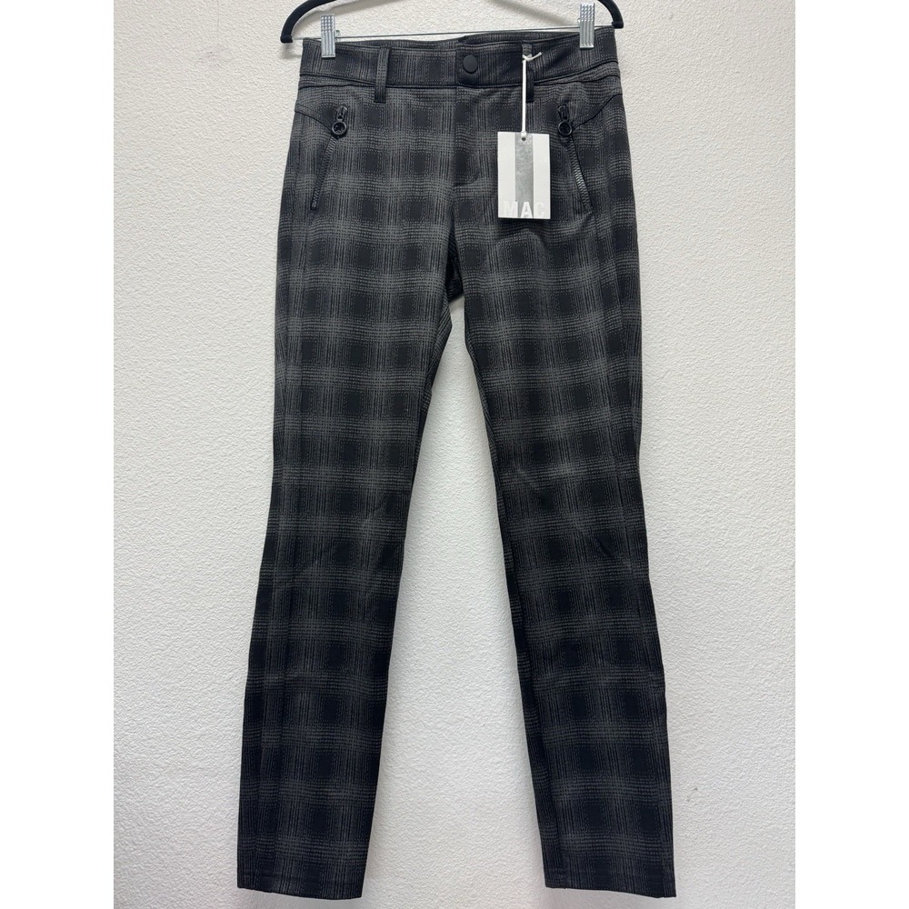 Women's Black Plaid Slim Trousers